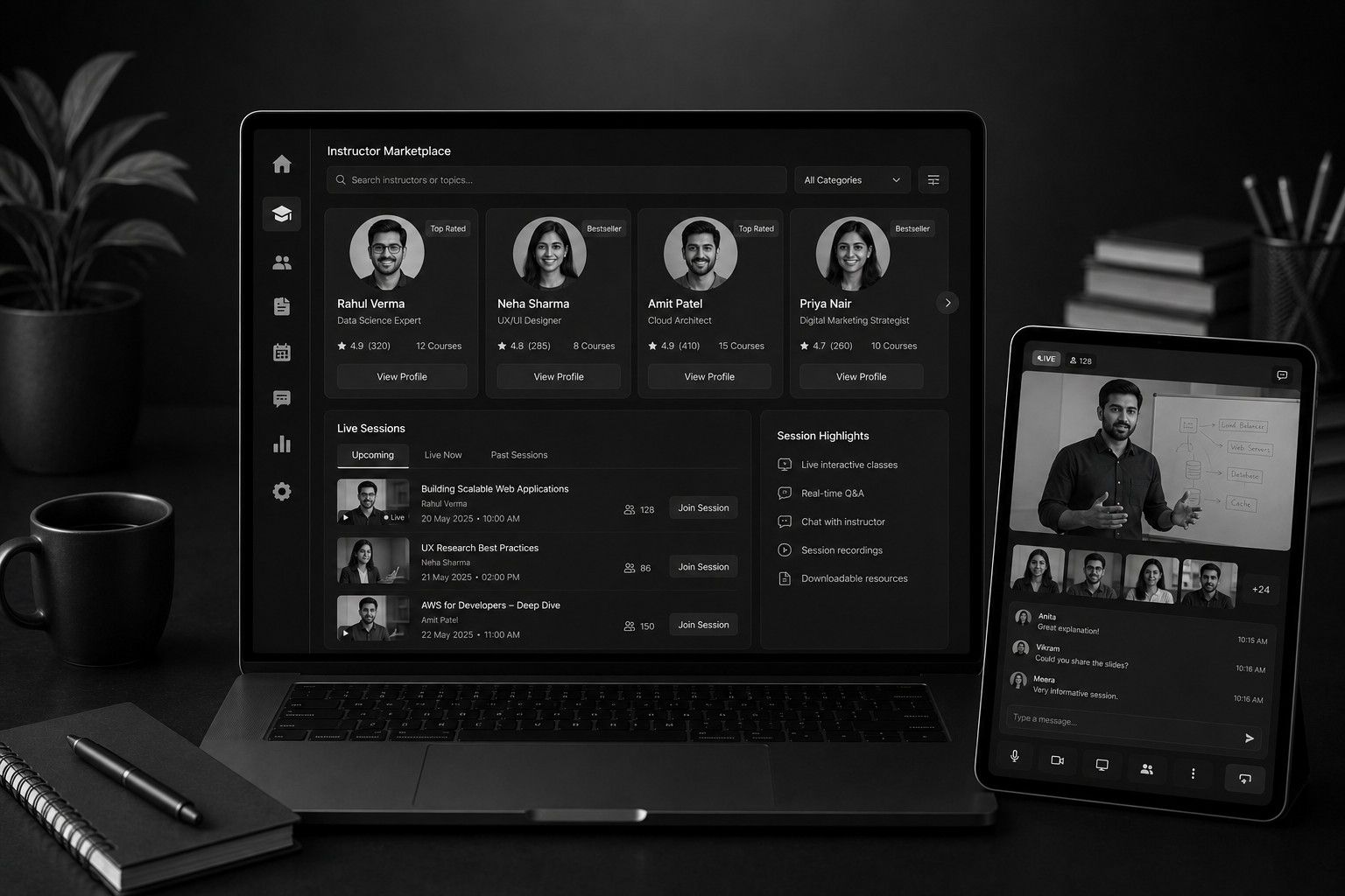 Instructor Marketplace & Live Sessions